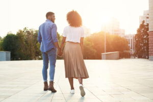 Young couple on a walk.