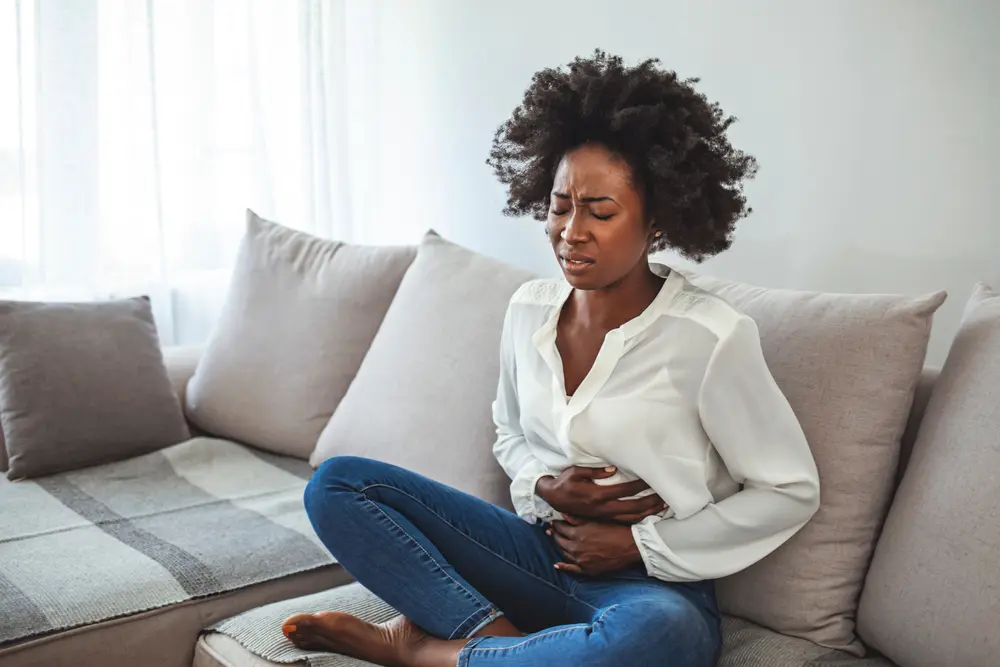 Woman with endometriosis pain.